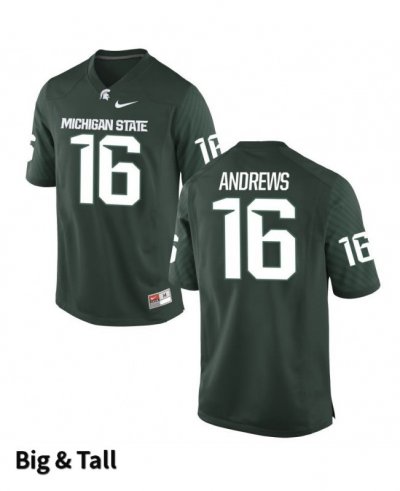 Men's Michigan State Spartans NCAA #16 Austin Andrews Green Authentic Nike Big & Tall Stitched College Football Jersey PK32E78HE